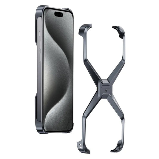 Frameless X-Shaped Metal Phone Case for iPhone – Sleek & Durable Design